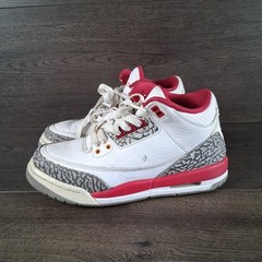 Jordan 3 Retro Air Jordan White Red Gray Unisex Kids Athletic Sneakers 6Y Logo