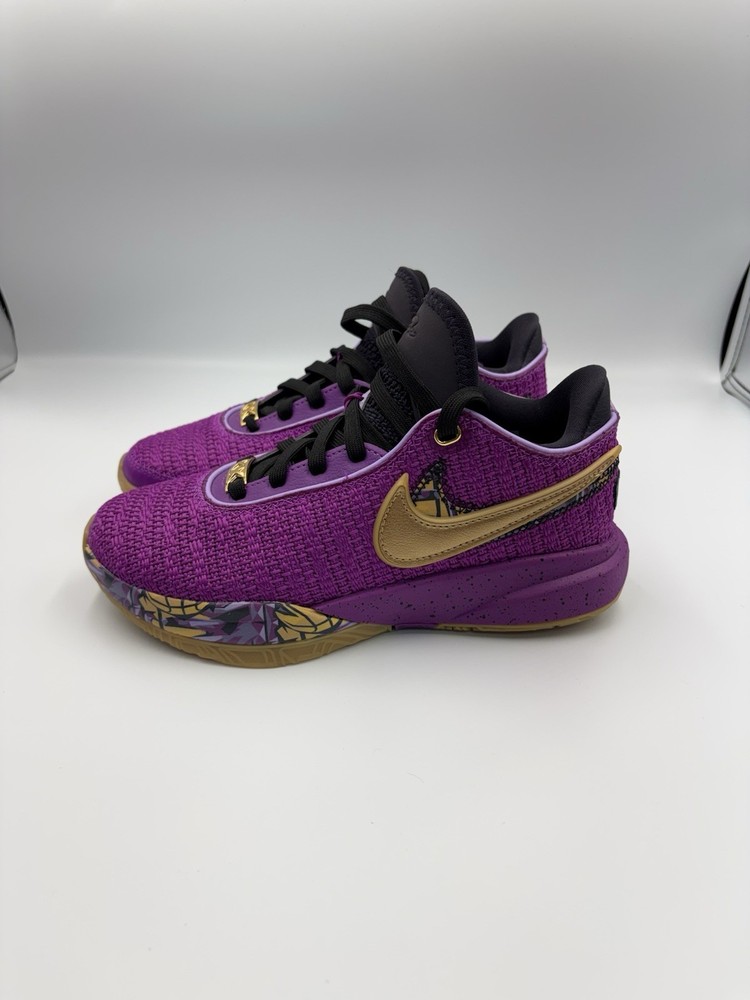 Nike LeBron XX Pink Diamond Collection Basketball Shoes Kids 3.5Y Purple Gold