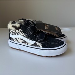 VANS Unisex High Top Sneakers Hook & Loop Faux Fur Animal Print Primaloft NWT