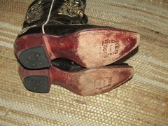 Red Wagon Black Leather Boots Floral Embroidered Snip Toe Youth sz 1.5 Mex 21.5