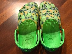 Shark & Octopus Green Semi-translucent Crocs Youth Sz J1