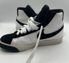 Nike Blazer Mid Black White High Top Sneakers Youth Size 6Y Leather Shoes