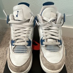 Jordan Air Jordan 4 Retro (GS) White Blue Gray Leather High Top Sneaker 4.5Y