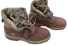 Timberland Roll Top Boots Juniors Size 4.5 Purple Mauve and Gray Model 22954