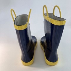 Lone Cone Kids Size 4 Pull On Rain Boots, Blue And Yellow With Handles