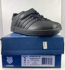 53446-001-M Children Size 3 K-Swiss Classic VN VLC Low -Black/Black-NIB