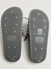 J Crew Crewcuts Kids Unisex Size 2 Pool Slides Sandals Gray Red White Stripe New