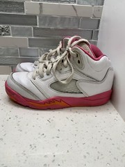 Nike Air Jordan 5 Retro White Gym Red Pink 440893-106 Kids Shoes Youth Size 12C