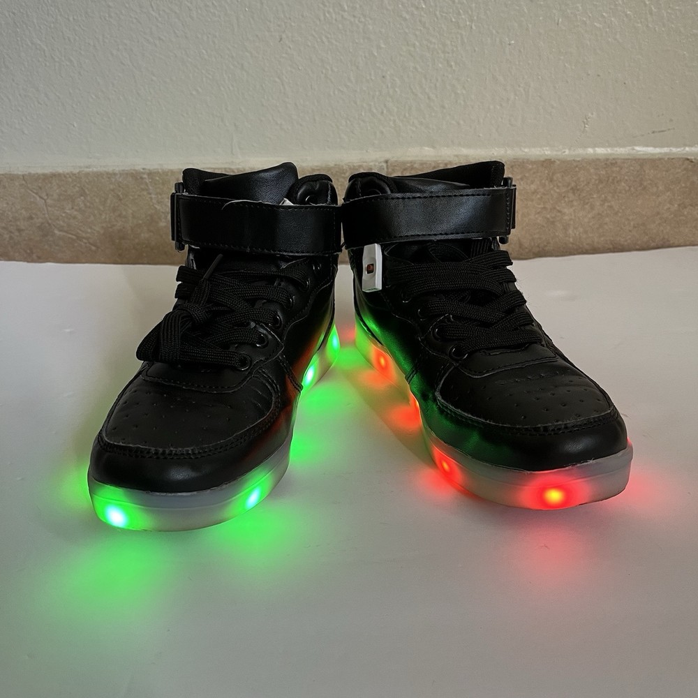High Top Led Sneakers Light Up Flashing Shoes Unisex Black US 5.5 M