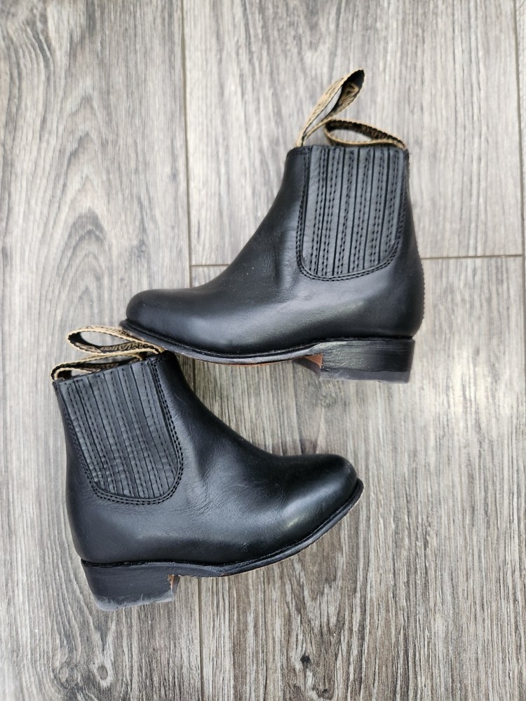 White Diamonds Kid’s Botin Charro Piel Negro Black Boots Toddler Size 7