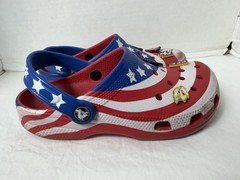 Crocs Classic American Flag Themed Clogs, Kids’ Junior Size J5, USA Patriotic