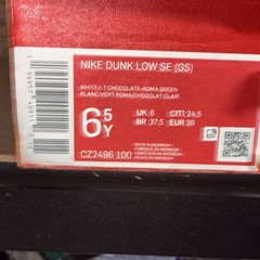 Nike Dunk Low Free 99 White/Lt Chocolate/Roma Green Leather Sneaker 6.5Y