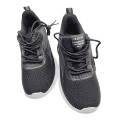 Breathable Black Mesh Lace-Up Running Shoes For boys With Lightweight size 4
