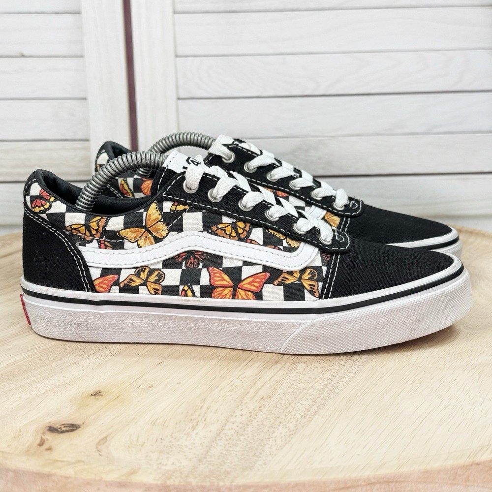 Vans Ward Checkerboard Butterfly Canvas Low Top Lace Up Sneakers Big Kids 3