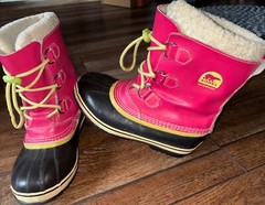 Sorel Boots Pac TP Leather Waterproof Winter Snow Magenta Youth Size 6