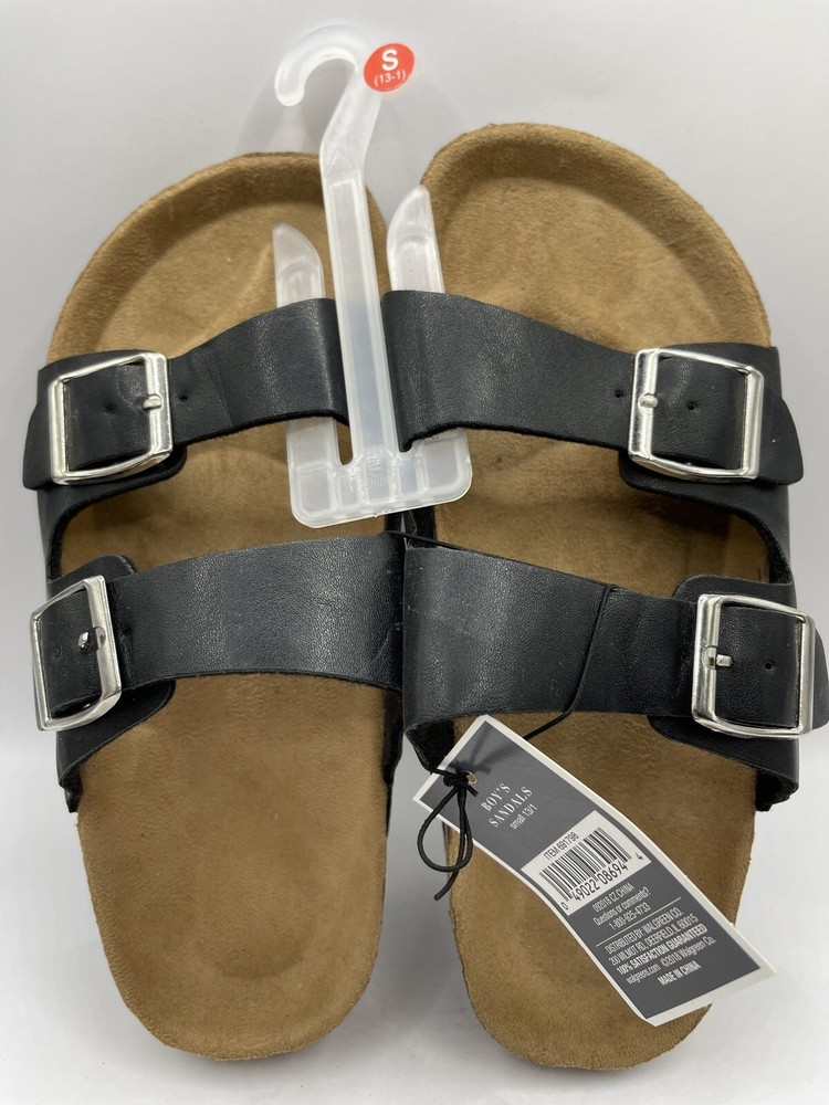 West Loop Black Slip on 2 Buckle Sandals Size S 13 – 1 Kids NEW