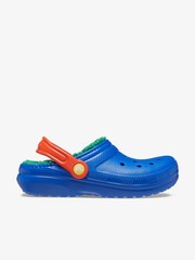 Crocs Classic Lined Clog Kids’ Clogs, Blue Bolt/Multi, US Size 5 Medium