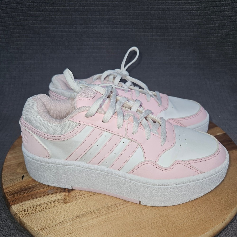Adidas Hoops 3.0 Low Platform Sneakers Unisex Kids Pink White Lace Up