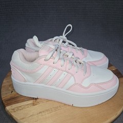 Adidas Hoops 3.0 Low Platform Sneakers Unisex Kids Pink White Lace Up