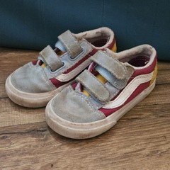 Vans Old Skool V Toddler Size 6 Primary Colors Canvas Hook & Loop Sneakers