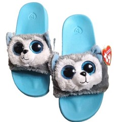 Ty SLUSH Grey Wolf Husky Slides Slip-On Turquoise Shoes Size 1-3