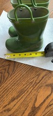 Kids Zoogs Rain Boots Green Pull Handles For Easy Off & On Sz 10