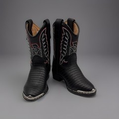 New Durango Kids Natural Lizard Print Western Boots Sz 6D USA Silver Toe Black