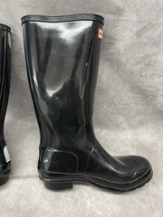 HUNTER ORIGINAL BIG KIDS GLOSS BLACK RAIN BOOTS 3M REFLECTIVE SIZE 5B 6G EU 37