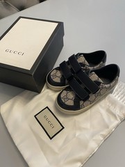 Gucci Kids Sneakers Size 25 GG Supreme Shoes Beige Black Italy