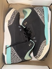 Jordan Air Jordan 3 Retro GG Black Mint Green Leather Youth Sneakers 5Y