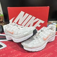Nike P-6000 (GS) Kids White/Orange Mesh Lace-Up Sneakers US 7 youth/ 8.5 women