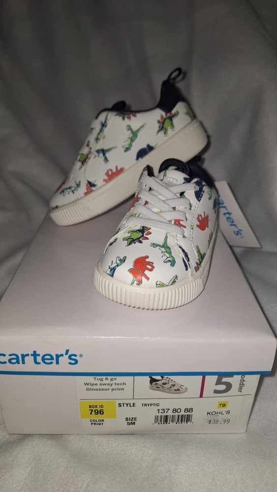 Carter’s TRYPTIC Toddler Boys Dinosaur Print Casual Sneaker Walking Shoe New 5M