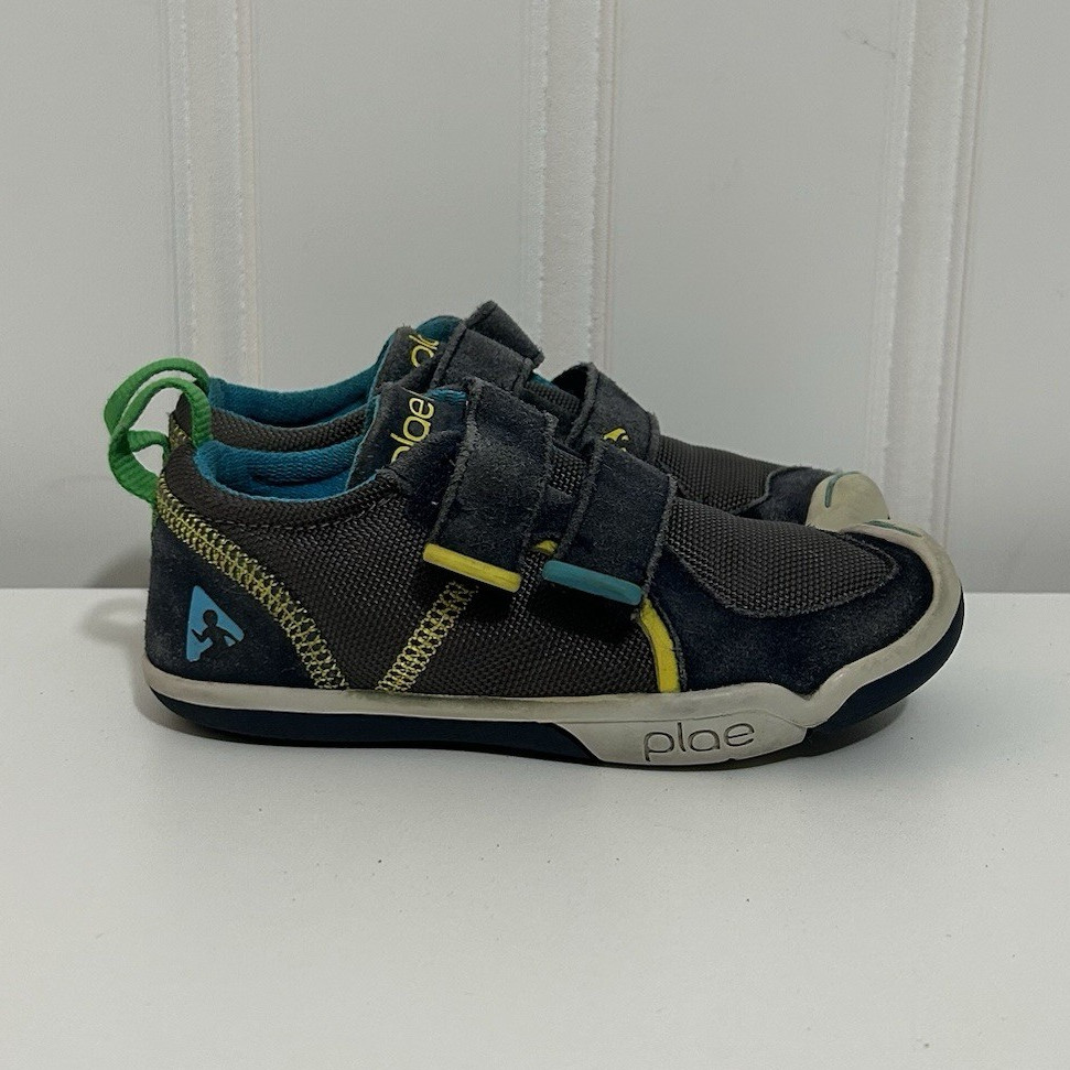 PLAE Ty Youth Hook & Loop Gray Blue Green Low Top Sneakers US 9.5 UK 8.5