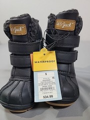 Cat & Jack Denver Waterproof Winter Snow Boots Black Faux Fur Toddler Kids Sz 5