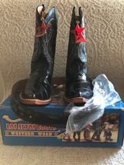 Los Altos Kids Caiman Tail Print Western Boots And Belt Size 14.5
