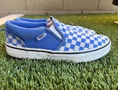 VANS Off The Wall Slip-On Blue/White Checkered Shoes , Youth Size 5 /Women’s 6.5