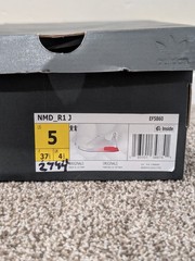 Size 5 Youth Unisex Adidas NMD_R1 J White/Red Lace Up Athletic Shoes EF5860