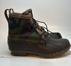 LL Bean Boots Camo Lace Up Unlined Hunting Duck Outdoor Kids Sz 4 Camouflage