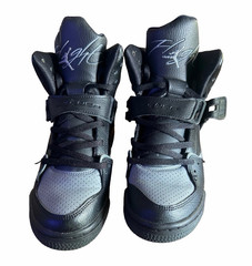 Jordan Flight 45 High Top Leather/Mesh Sneakers Kids 5.5Y Black/Gray 524865-020