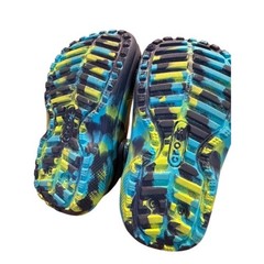 Crocs Kids Classic Lined Marbled Clog Blue Yellow Black Fleece Size C8