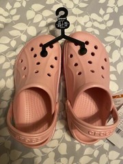 CROCS Child Size 12c Pink White BAYABAND CLOG 205100-606 NEW WITH TAGS