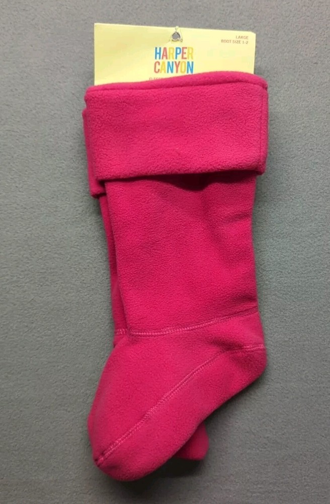 HARPER CANYON FLEECE RAINBOW BOOT LINER KIDS LARGE BOOT SIZE 1-2 PINK