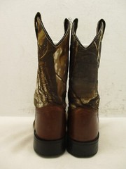 Old West Kids Brown Camo Leather Western Boot Square Toe SZ 1 D Style BSC1816