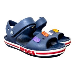 Crocs Bayaband Sandals Little Kids US C12 Navy Adjustable Strap with Bear Charms
