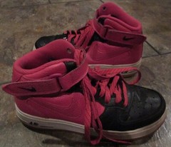 Nike Air Force 1 Mid GS Vivid Pink Black White Gum Sole SIZE 5Y #518218-016