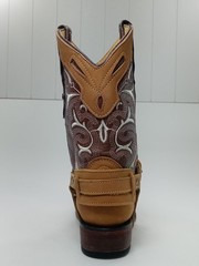 Spinozza Boots Kids Square Toe Buckle Tan Leather Cowboy Boots Size 20.5/US-2.5