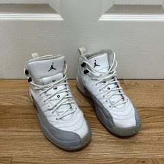 Air Jordan 12 Retro GS White Wolf Grey Black Youth 8Y Shoes Clean Pre-Owned