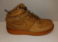 Nike Air Force 1 Brown Wheat Mid Top 859337-200 ~ Kids 2.5Y **SCHOOL SHOES**