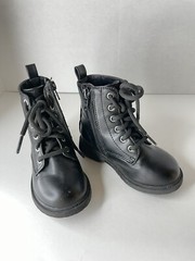 Wonder Nation Combat Biker Hiker Boots Kids Size 7 Gently Worn Black Easy On Zip