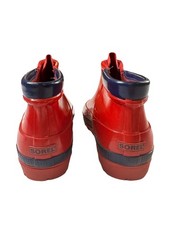 Sorel Little Drizzle Short Rain Boots Lil Kids Sz 3 Red Rubber Front Zip Unisex